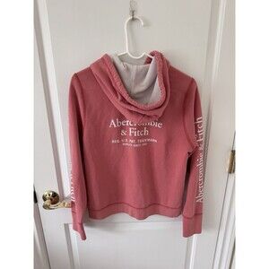 Abercrombie & Fitch Coral Logo Hoodie Hooded Zip Up Sweatshirt Medium 2010's